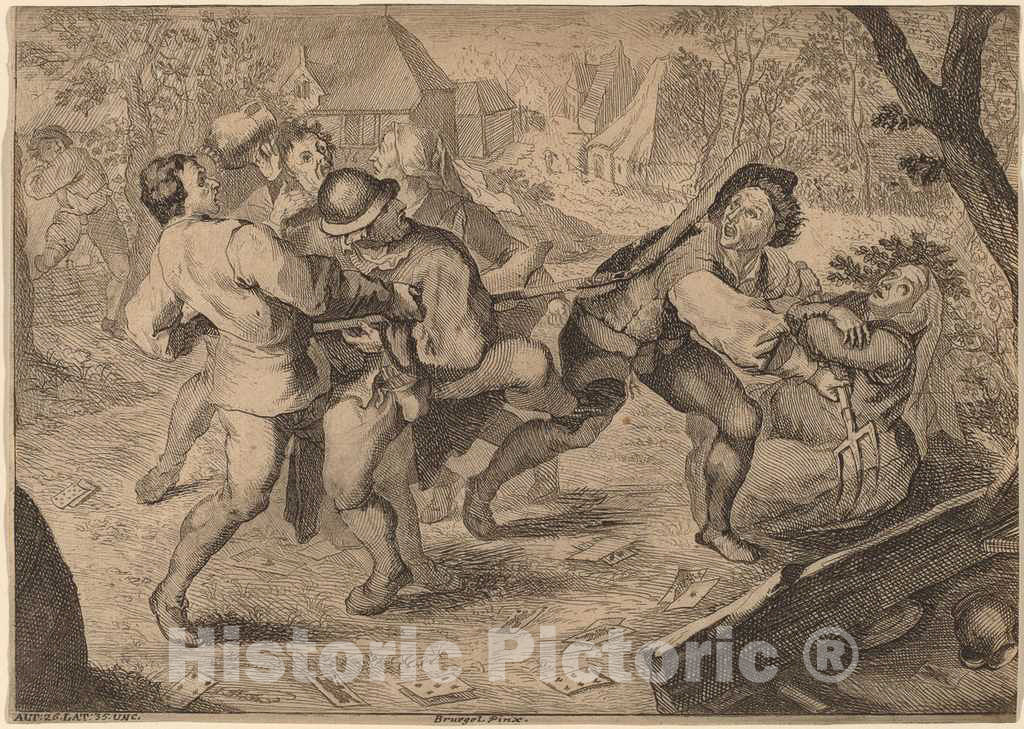 Art Print : Prenner After Bruegel The Elder, Peasants Fighting, c.1732 - Vintage Wall Art