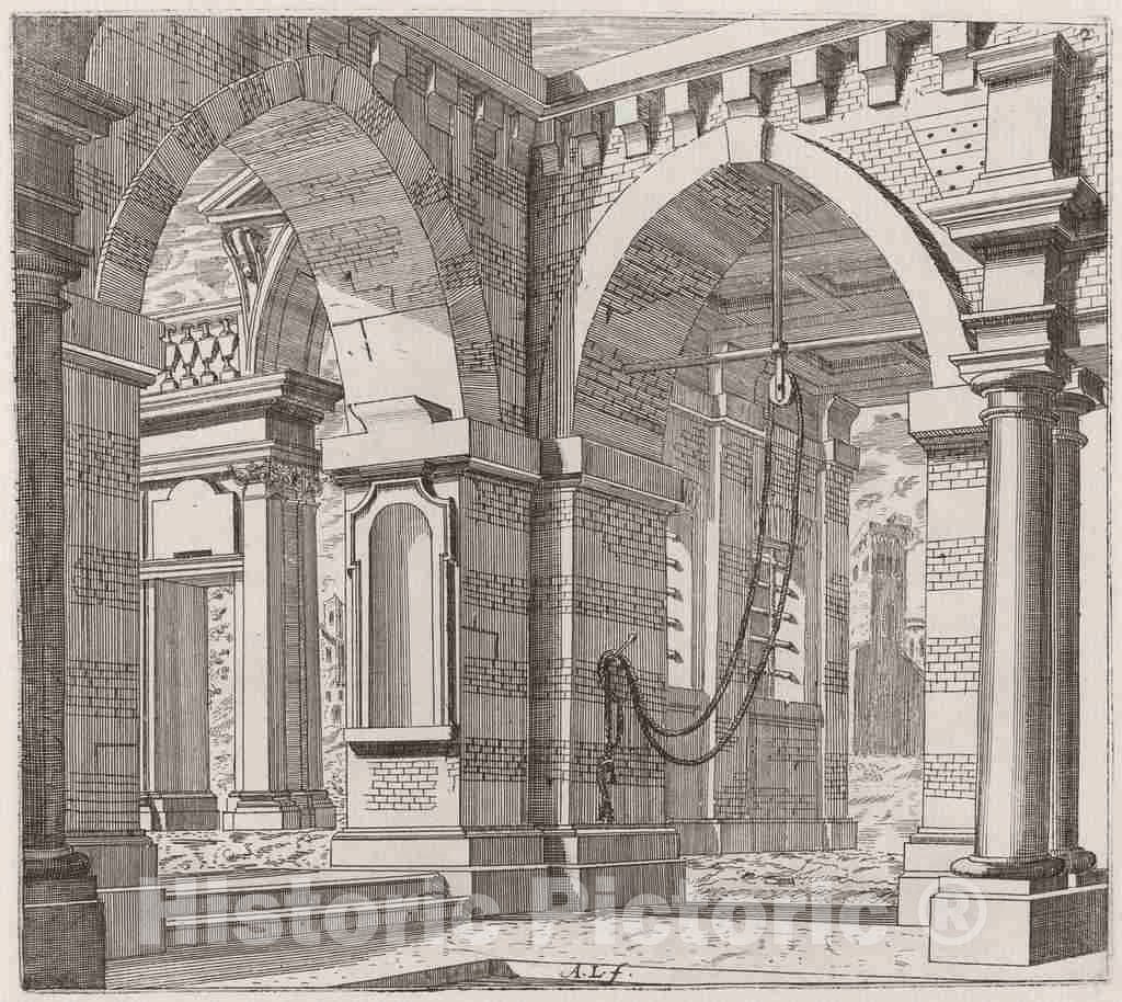 Art Print : Landi, Architectural Fantasy with Arched Gateways, Before 1753 - Vintage Wall Art