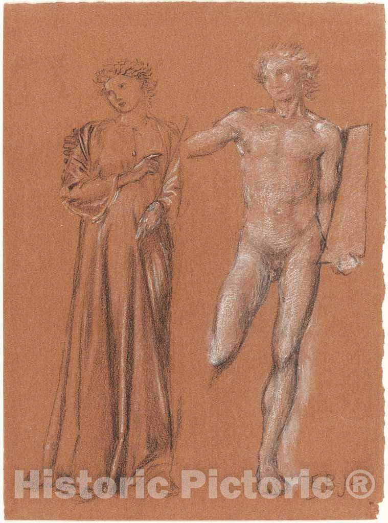 Art Print : Sir Edward Coley Burne-Jones, Orpheus and Eurydice - Vintage Wall Art