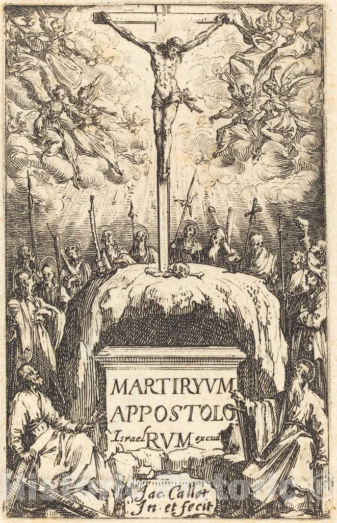 Art Print : Jacques Callot, Title Page for The Martyrdoms of The Apostles, c.1635 - Vintage Wall Art