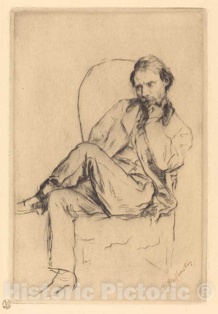 Art Print : Marcellin-Gilbert Desboutin, Renoir Seated, 1877 - Vintage Wall Art