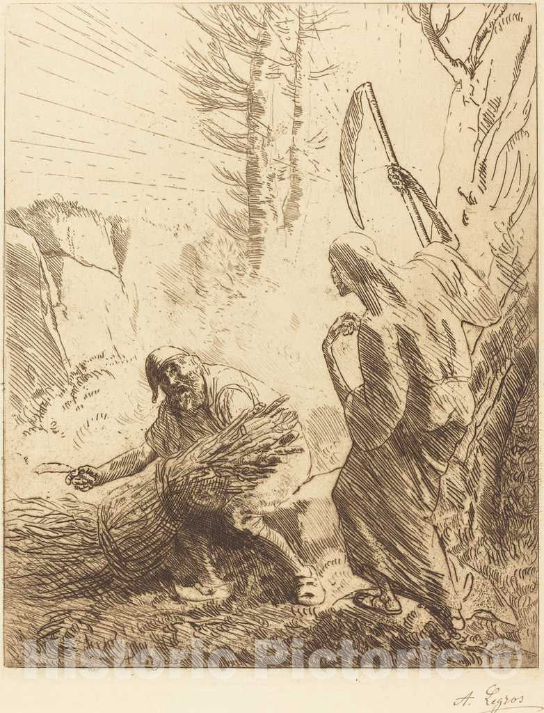 Art Print : Alphonse Legros, Death and The Woodcutter, 3rd Plate (La Mort et le bucheron) - Vintage Wall Art