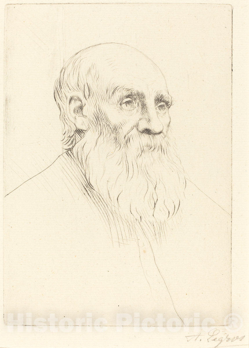 Art Print : Alphonse Legros, Head of an Old Man (Etude de Tete) - Vintage Wall Art