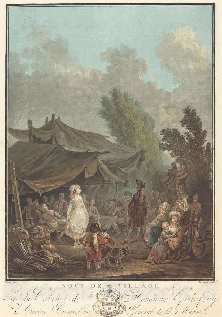 Art Print : Descourtis After Nicolas Taunay, Noce de Village (Village Wedding), 1785 - Vintage Wall Art