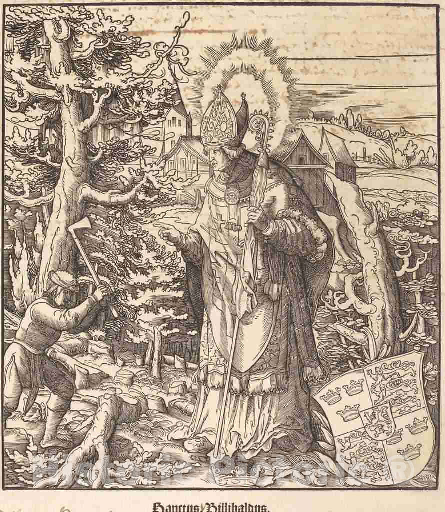 Art Print : Leonhard Beck, Saint Willibaldus, c.1517 - Vintage Wall Art