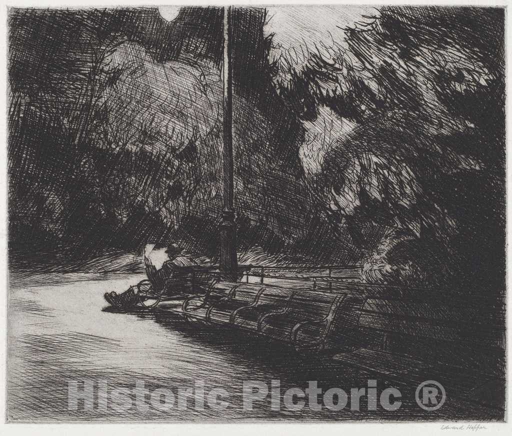 Art Print : Edward Hopper, Night in The Park, 1921 - Vintage Wall Art