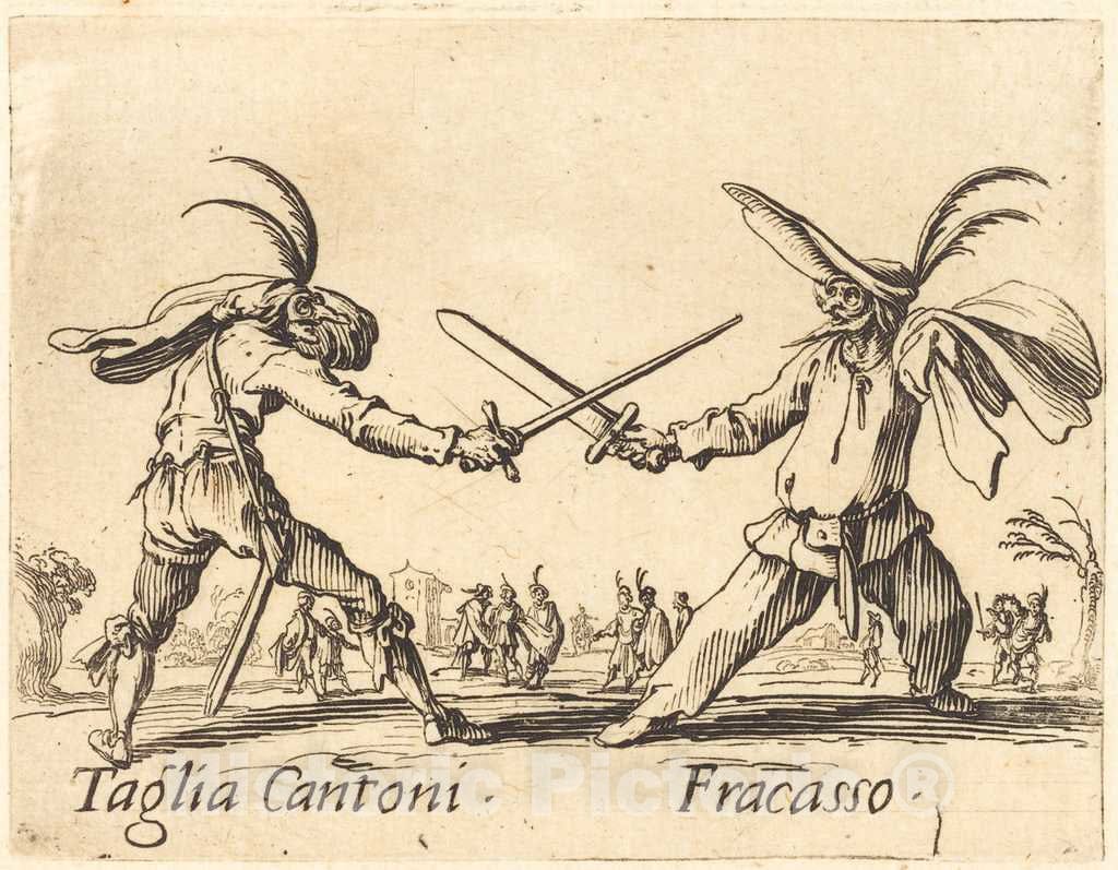 Art Print : Jacques Callot, Taglia Cantoni and Fracasso, c. 1622 - Vintage Wall Art