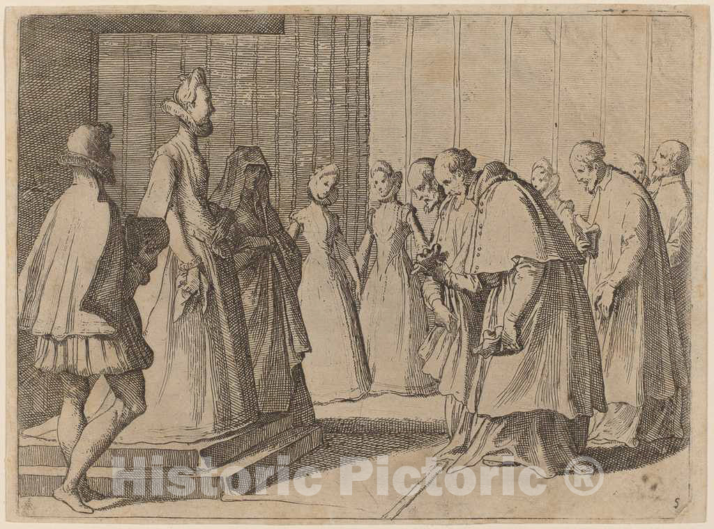 Art Print : Raffaello Schiaminossi, Margaret of Austria Receiving The Homage of Cardinals and Prelates, 1612 - Vintage Wall Art