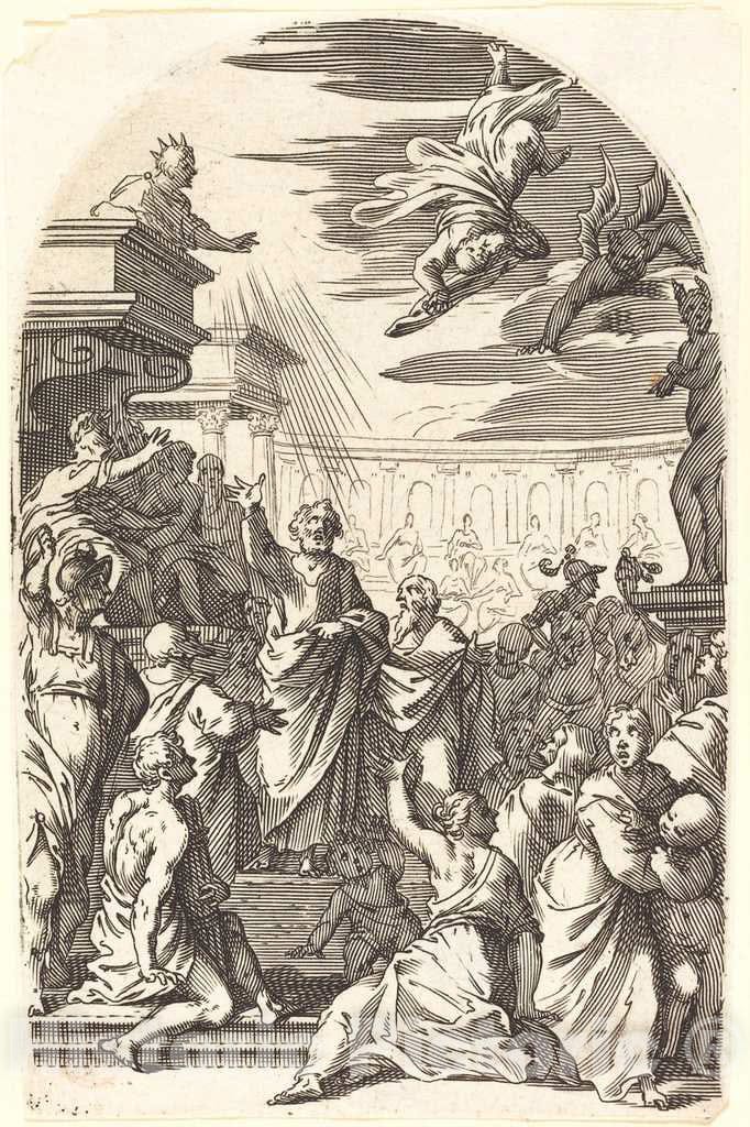 Art Print : Jacques Callot, Fall of Simon The Magician, c.1610 - Vintage Wall Art