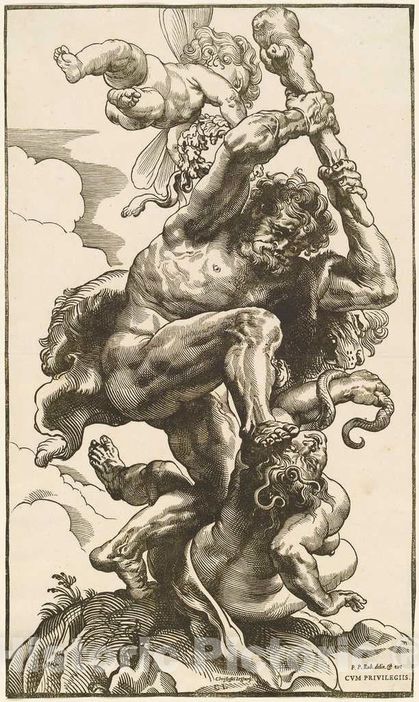 Art Print : Jegher After Rubens, Hercules Fighting The Fury and The Discord - Vintage Wall Art