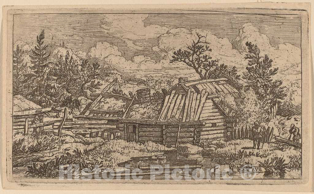 Art Print : Allart Van Everdingen, Two Beams Floating in The Water, c.1651 - Vintage Wall Art