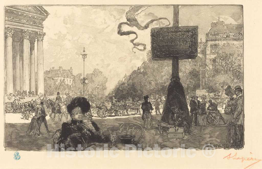 Art Print : Auguste LepÃ¨re, Corner of The Rue Royale (Coin de la rue Royale), 1890 - Vintage Wall Art