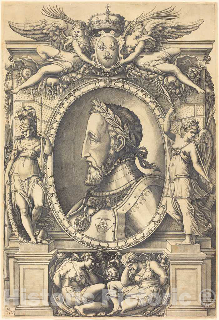 Art Print : Nicolaus Beatrizet, Henri II, King of France, 1556 - Vintage Wall Art