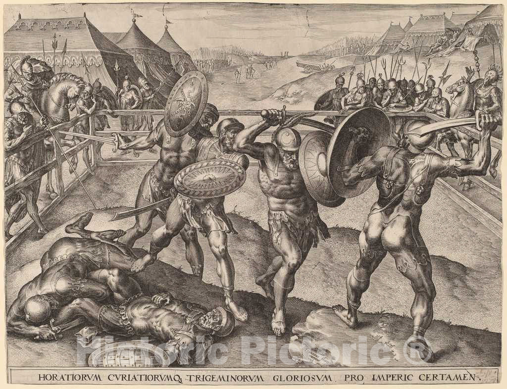 Art Print : Frans Floris I, Battle of The Horatii and The Curiatii - Vintage Wall Art