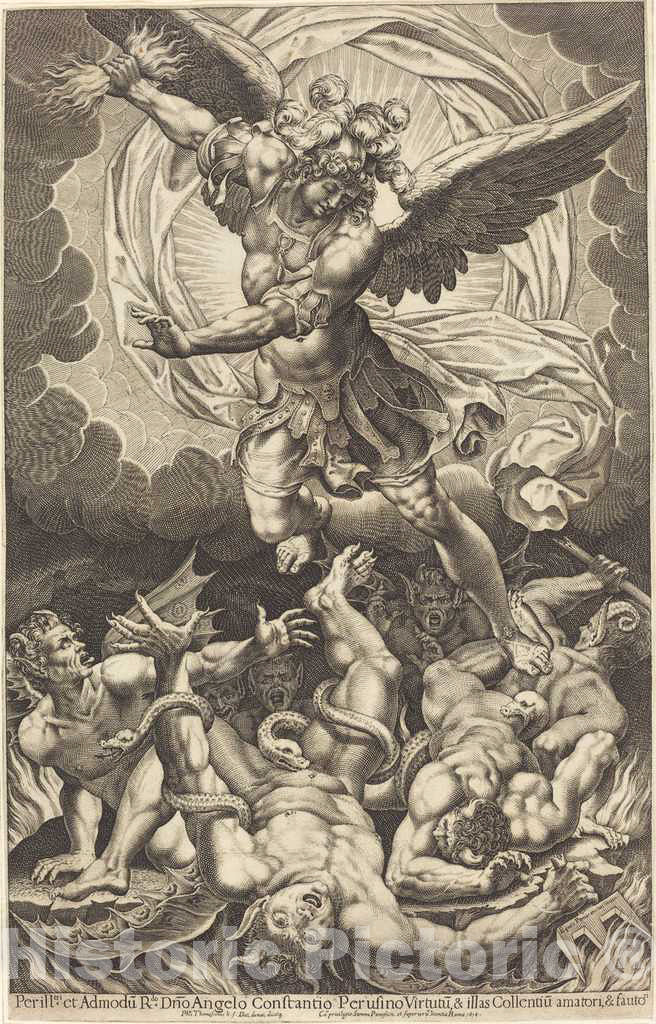 Art Print : Philippe Thomassin, The Fall of The Rebellious Angels, 1618 - Vintage Wall Art