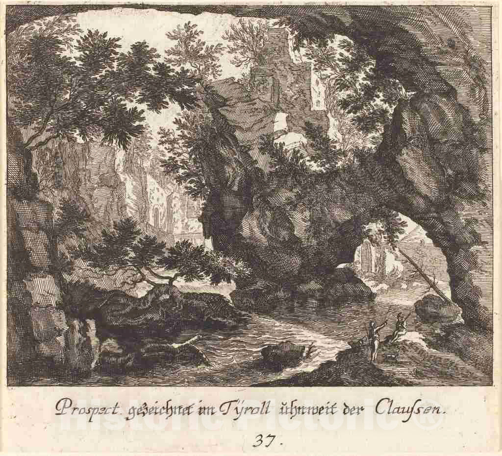 Art Print : KÃ¼sel After Johann Wilhelm Baur, Tyrolean Landscape, 1681 - Vintage Wall Art