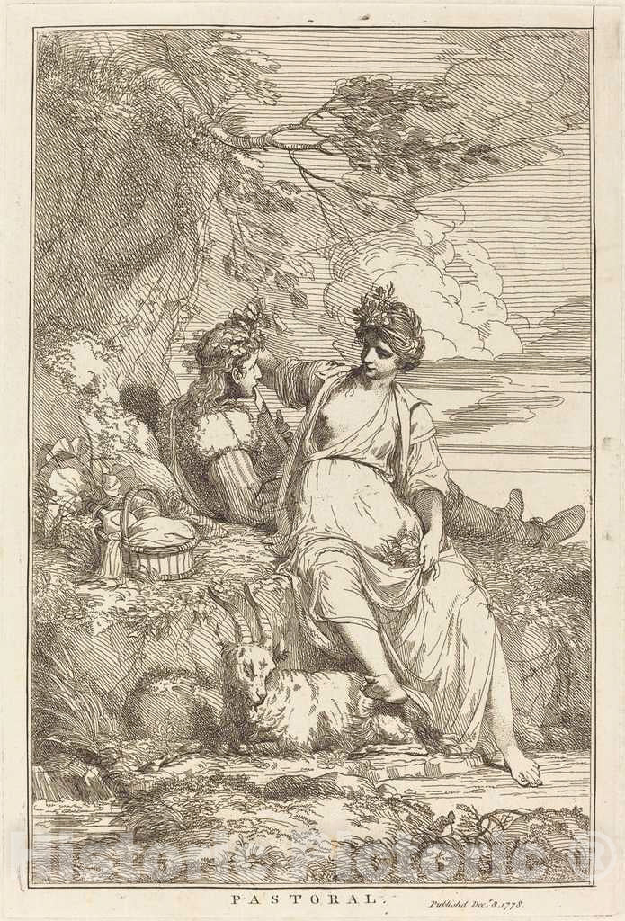 Art Print : John Hamilton Mortimer, Pastoral, 1778 - Vintage Wall Art