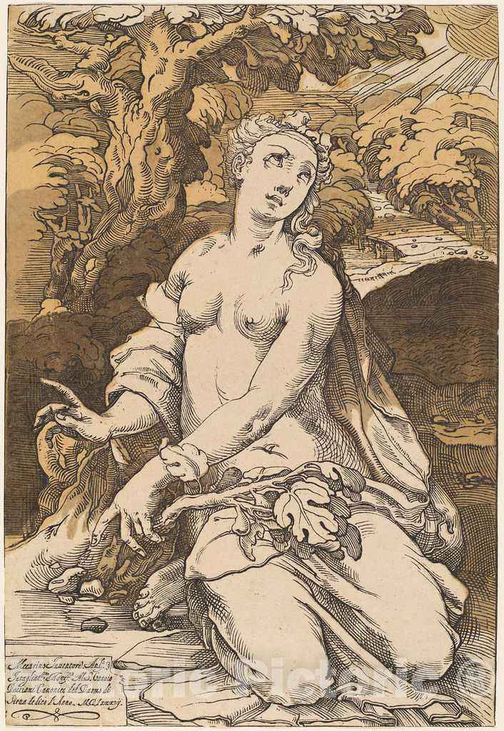 Art Print : Andreani After Beccafumi, Eve, 1587 - Vintage Wall Art