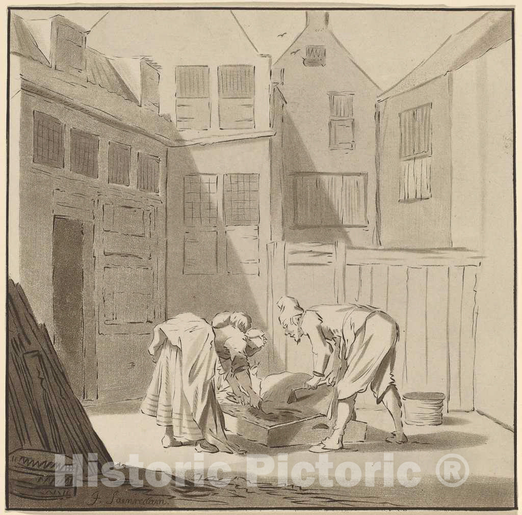 Art Print : Amstel and Schreuder After Saenredam, Hog Slaughterers, 1778 - Vintage Wall Art