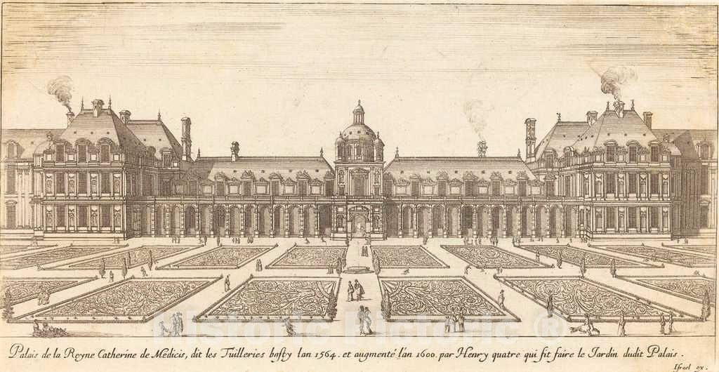 Art Print : IsraÃ«l Silvestre, Palais de la Reyne Catherine de Medicis, c.1653 - Vintage Wall Art