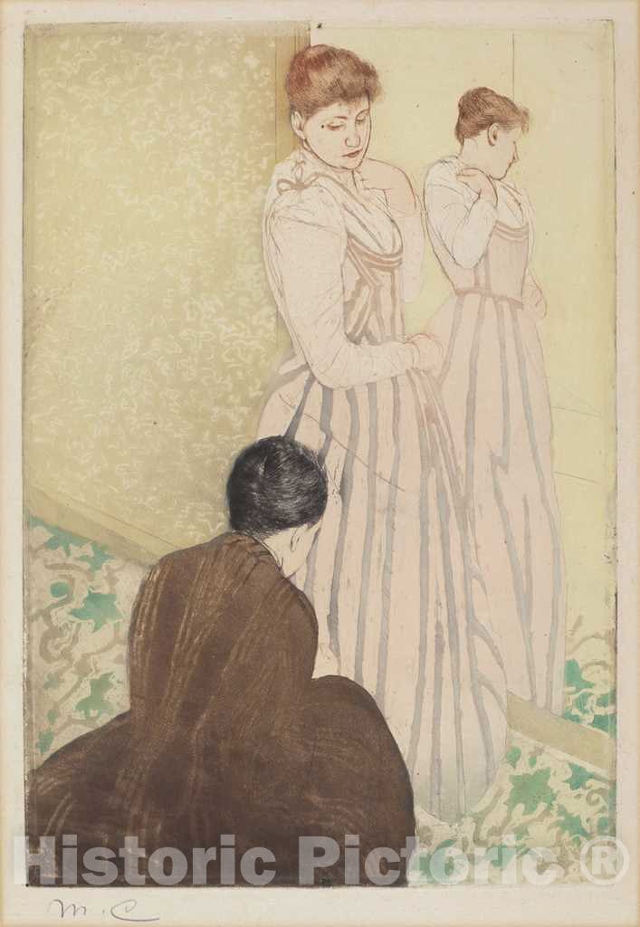 Art Print : Mary Cassatt, The Fitting, 1890-1891 - Vintage Wall Art