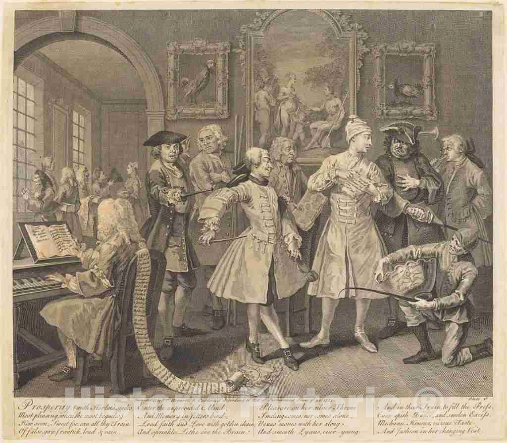 Art Print : William Hogarth, A Rake's Progress: pl.2, 1735 - Vintage Wall Art