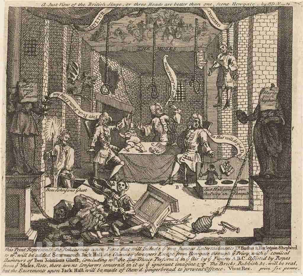 Art Print : William Hogarth, A Just View of The British Stage, 1724 - Vintage Wall Art