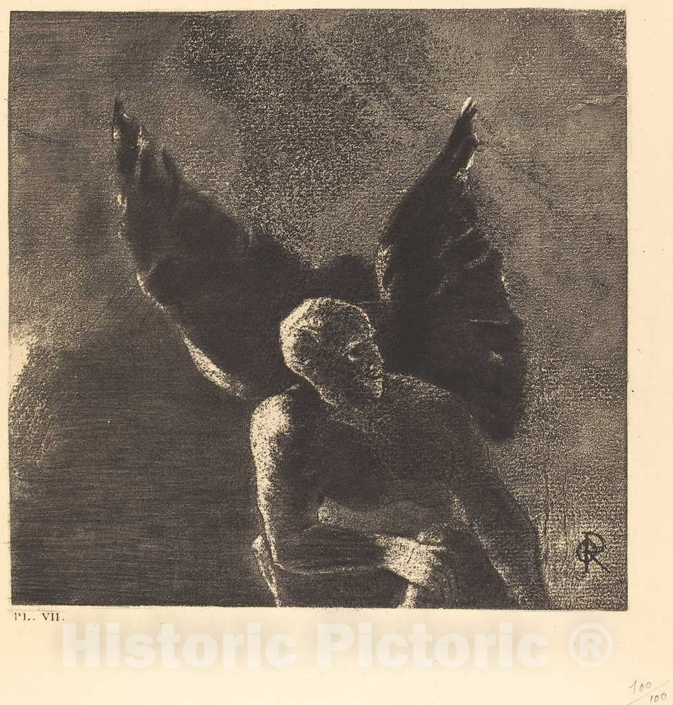 Art Print : Odilon Redon, Glory and Praise to You, Satan, in The Heights of Heaven, 1890 - Vintage Wall Art