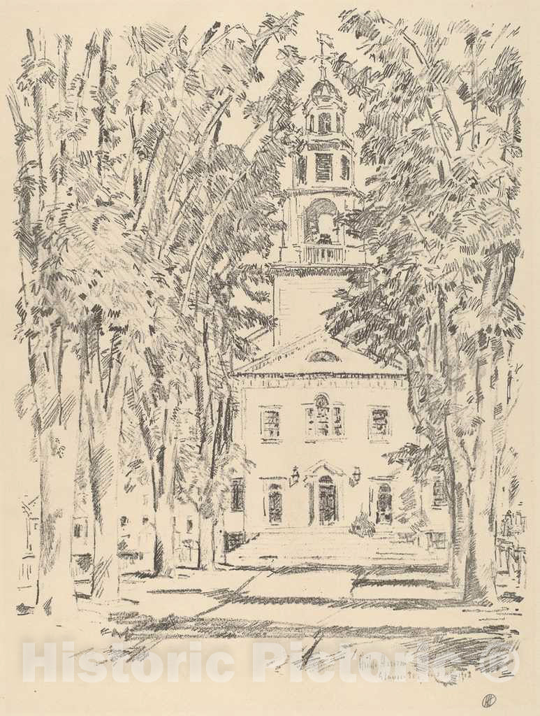 Art Print : Childe Hassam, Colonial Church, Gloucester, 1918 - Vintage Wall Art