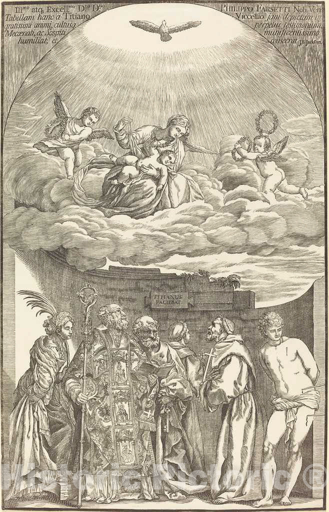 Art Print : Jackson After Titian, The Virgin in Clouds and Six Saints, 1742 - Vintage Wall Art