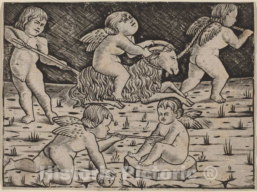 Art Print : Five Cupids Playing, c.1488 - Vintage Wall Art