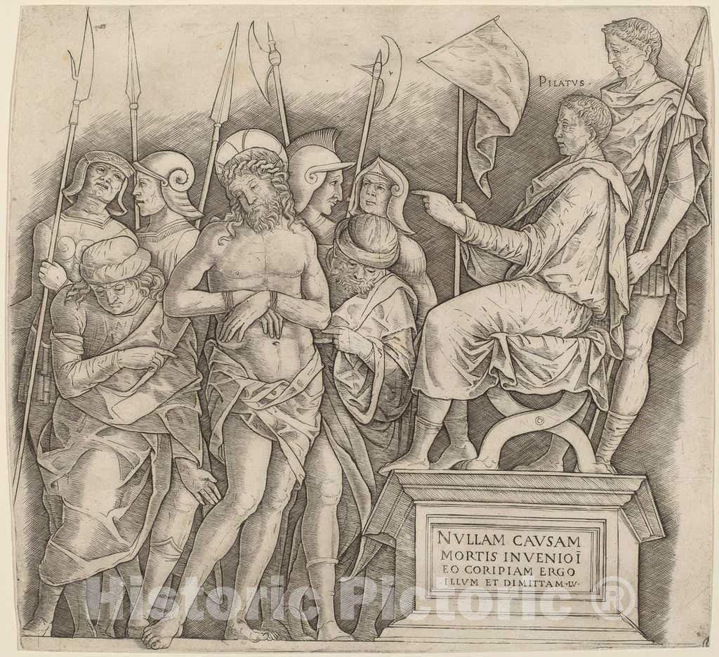 Art Print : Giovanni Antonio da Brescia, Christ Before Pilate, c.1503 - Vintage Wall Art