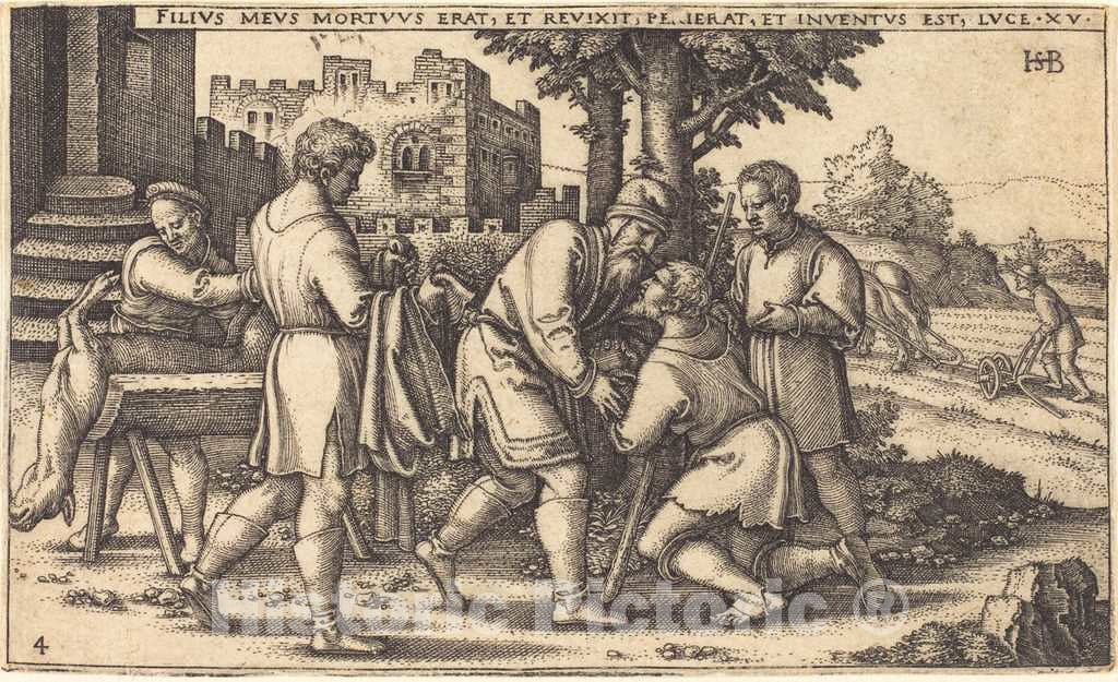 Art Print : Sebald Beham, Return of The Prodigal Son - Vintage Wall Art