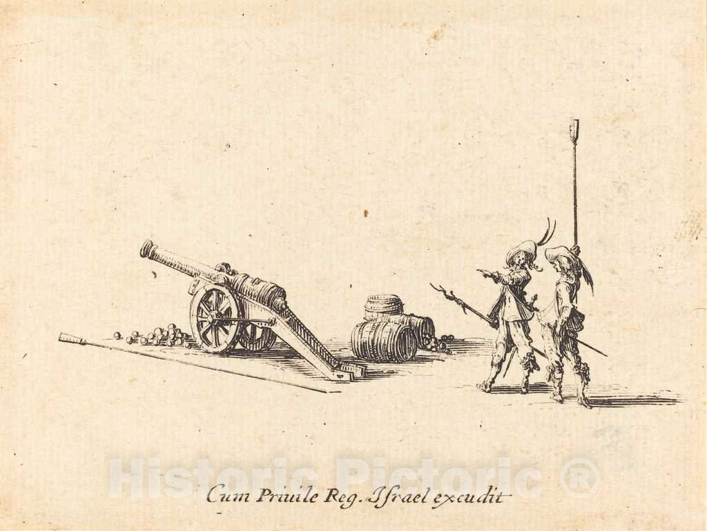 Art Print : Jacques Callot, Preparing to Fire The Cannon, c.1635 - Vintage Wall Art