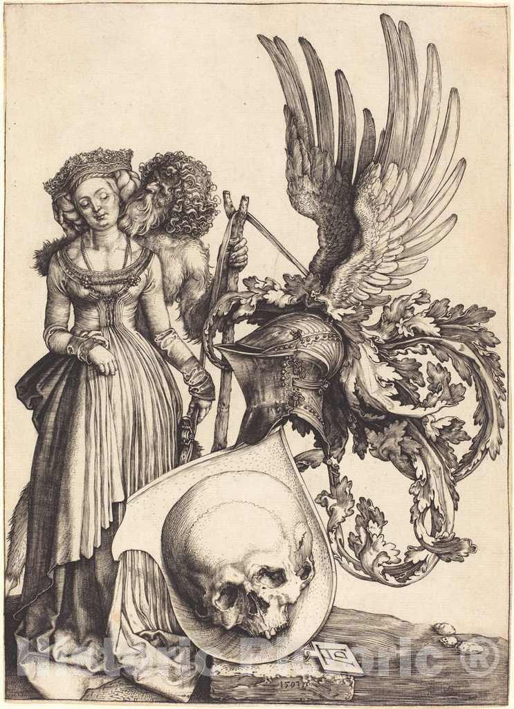 Art Print : Albrecht DÃ¼rer, Coat of Arms with a Skull, 1503 - Vintage Wall Art