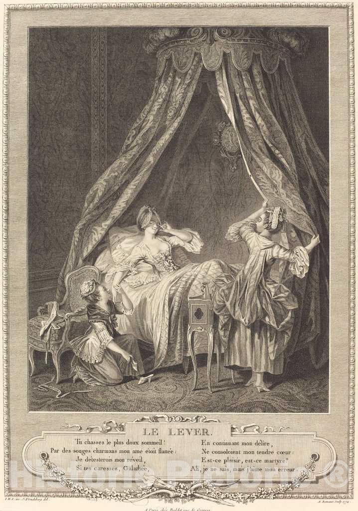 Art Print : Romanet After Freudenberger, Le Lever, 1774 - Vintage Wall Art