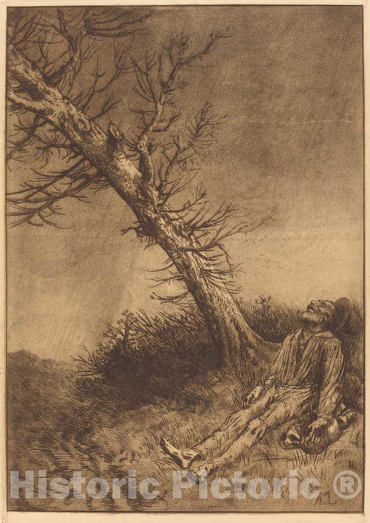 Art Print : Alphonse Legros, Death of The Vagabond (La Mort du Vagabond) - Vintage Wall Art