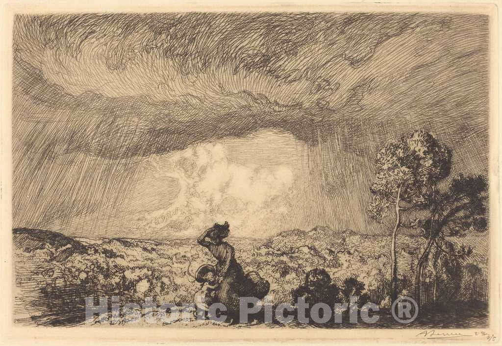 Art Print : Auguste LepÃ¨re, Storm on The Dune, Vendee (L'orage sur la Dune, Vendee) - Vintage Wall Art