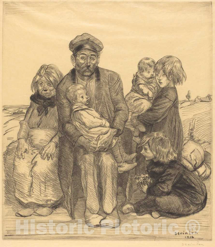 Art Print : ThÃ©ophile Alexandre Steinlen, Poor People (Les pauvres gens), 1914 - Vintage Wall Art