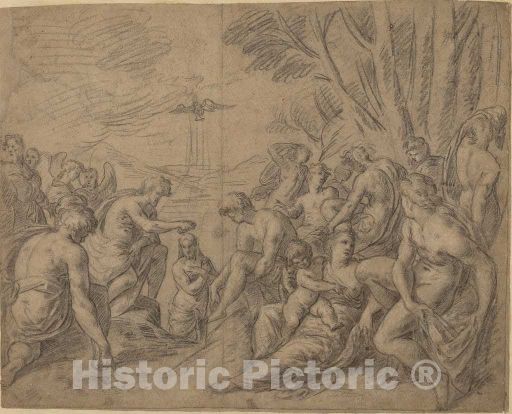 Art Print : The Baptism of Christ, Late 16th Century - Vintage Wall Art