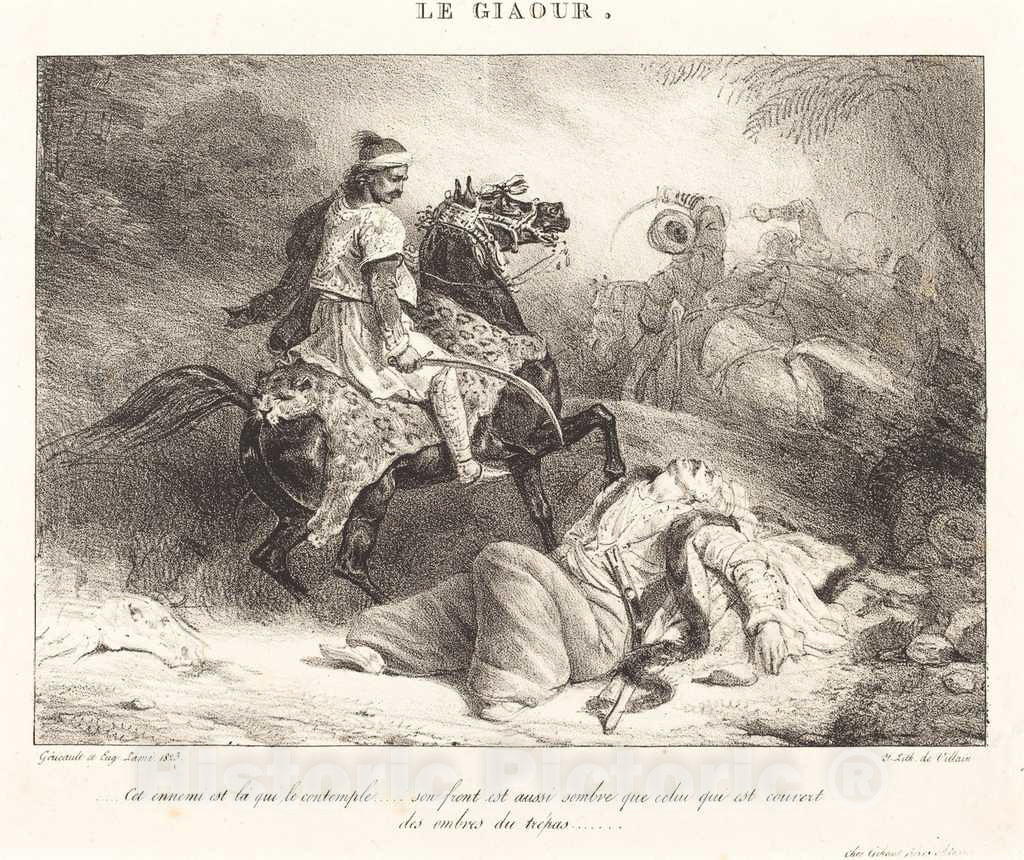 Art Print : Gericault and EugÃ¨ne Louis Lami, Le Giaour (The Infidel), 1823 - Vintage Wall Art