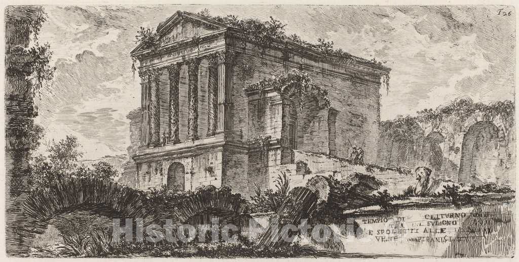 Art Print : Giovanni Battista Piranesi, Tempio di Clitumno tra Foligno e Spoletti, 1748 - Vintage Wall Art