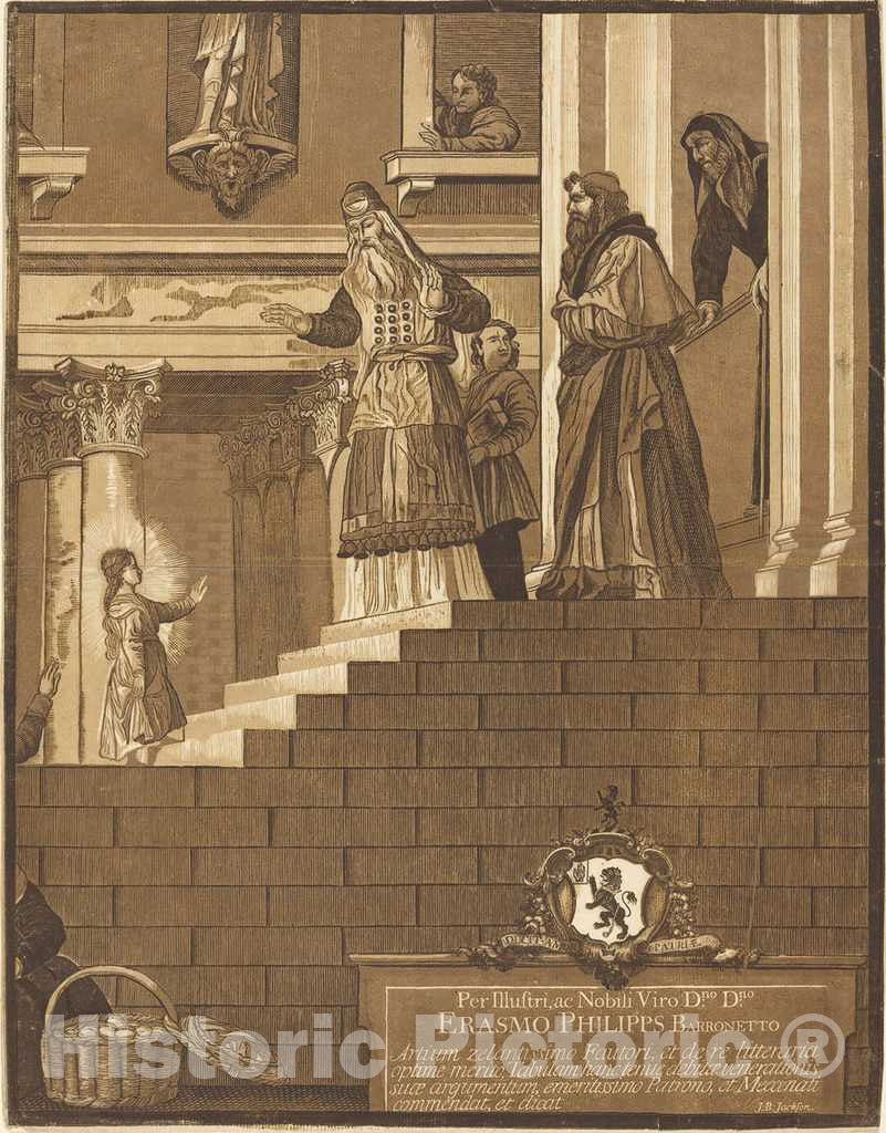 Art Print : John Baptist Jackson, Presentation of The Virgin in The Temple, 1742 - Vintage Wall Art