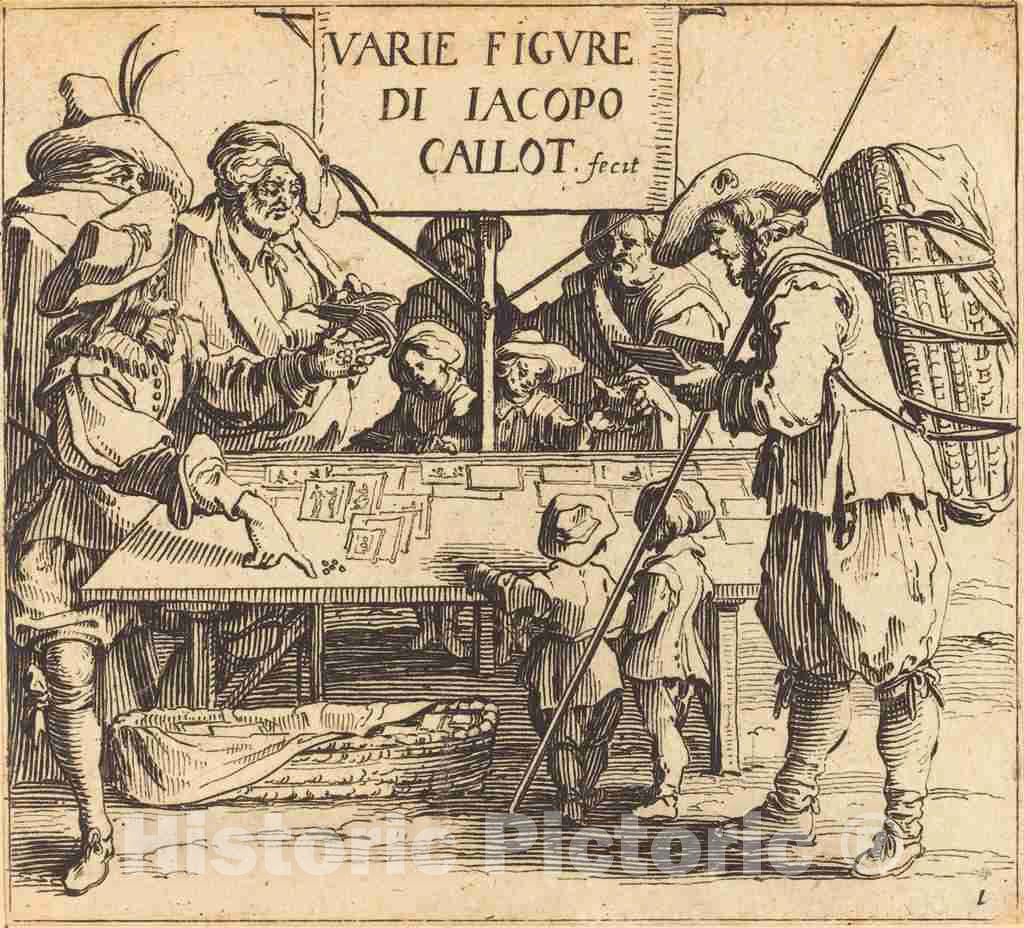 Art Print : Jacques Callot, Frontispiece for Varie Figure, c. 1621 - Vintage Wall Art