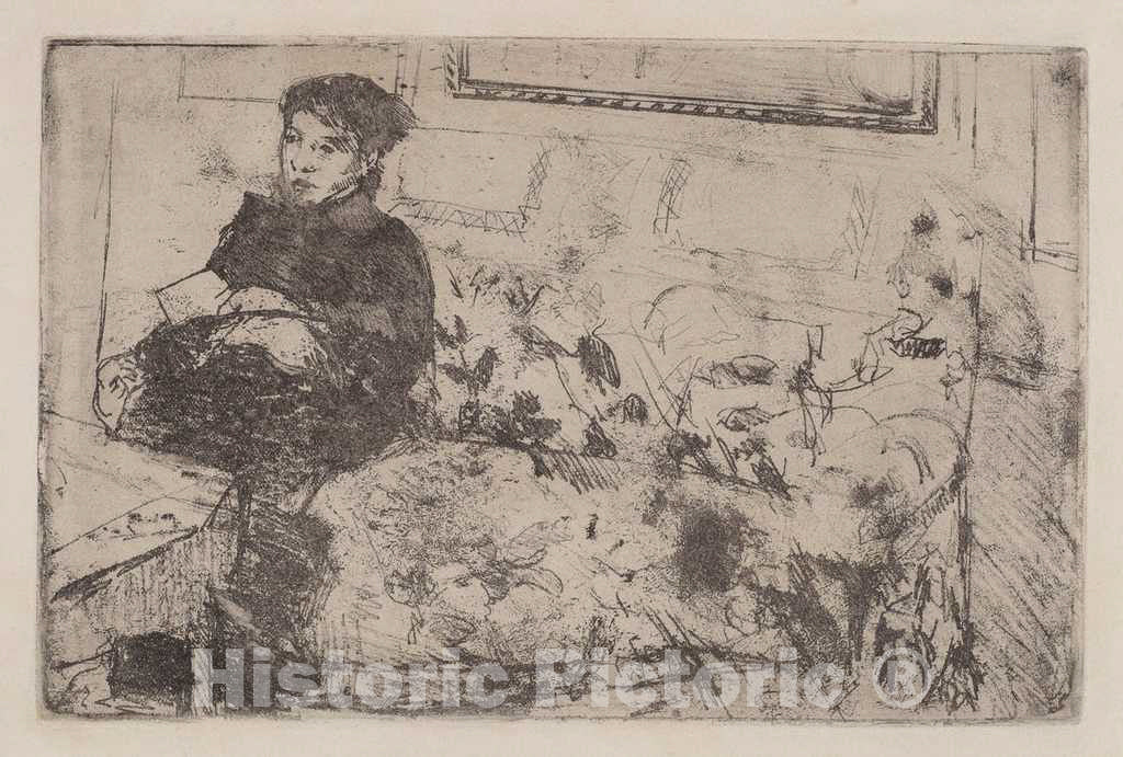 Art Print : Mary Cassatt, Interior: On The Sofa, c. 1883 - Vintage Wall Art