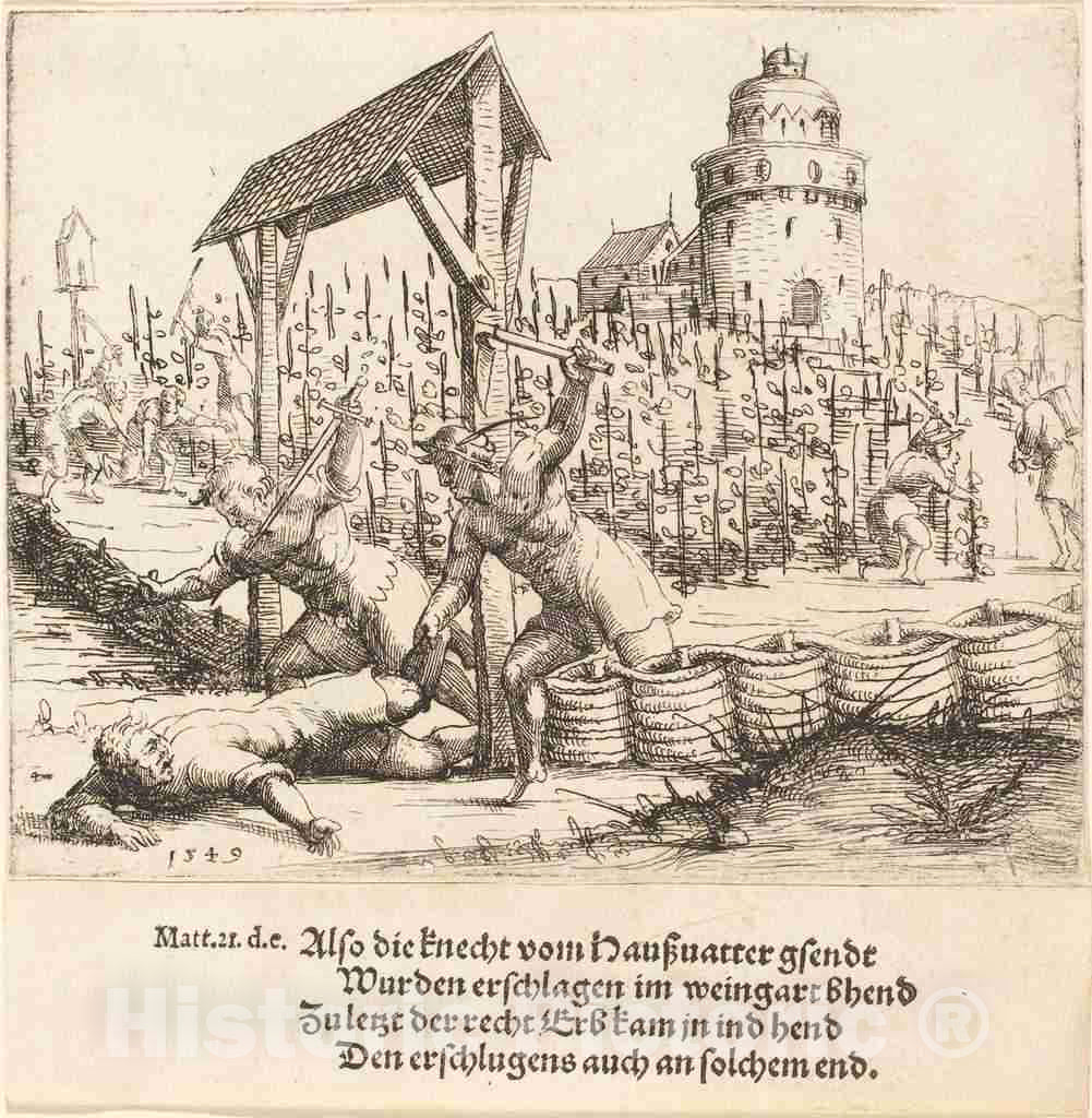 Art Print : Augustin Hirschvogel, The Parable of The Wicked Husbandmen, 1549 - Vintage Wall Art