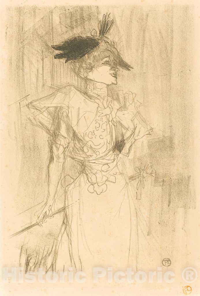 Art Print : Henri de Toulouse-Lautrec, Mlle. Marcelle Lender, Standing (Mlle. Marcelle Lender, debout), 1895 - Vintage Wall Art