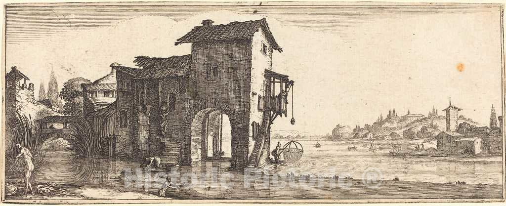 Art Print : Jacques Callot, The Watermill, c.1634 - Vintage Wall Art