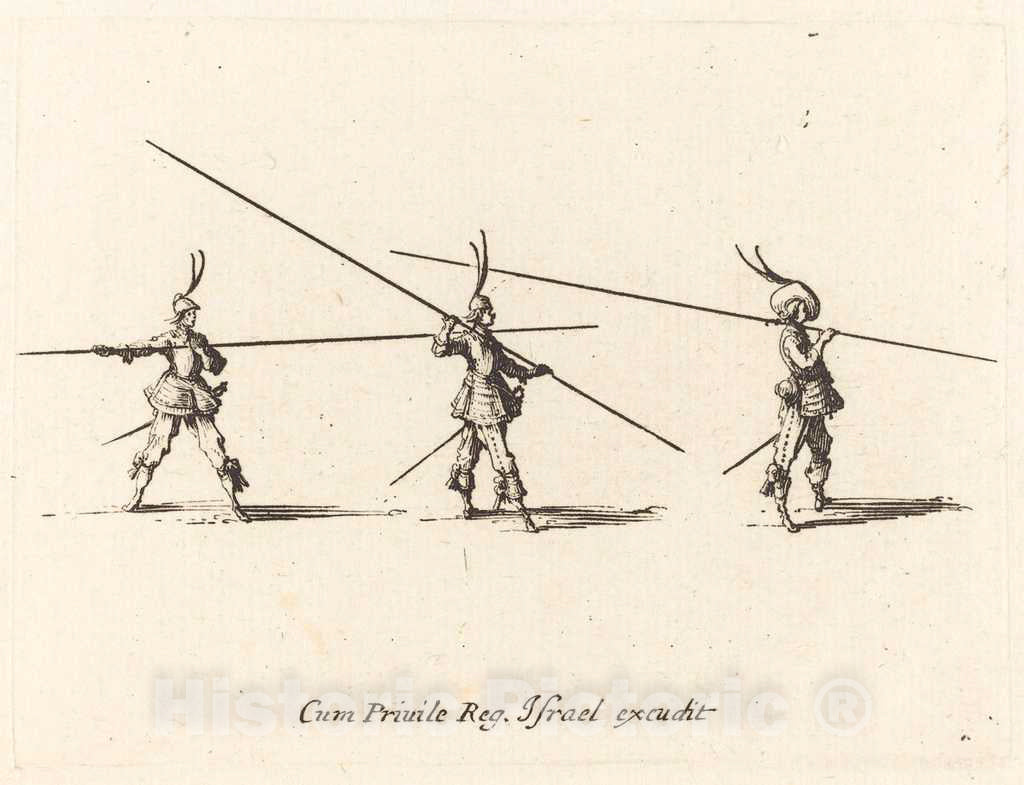 Art Print : Jacques Callot, Drill with Tilted Pikes, c.1635 - Vintage Wall Art