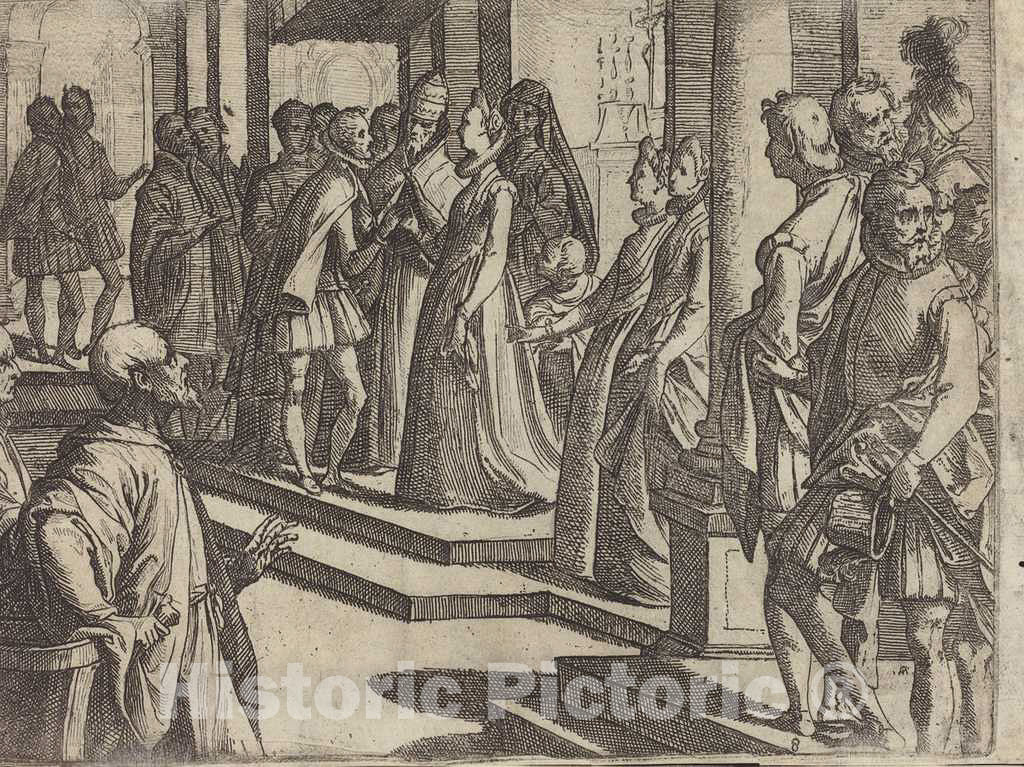 Art Print : Raffaello Schiaminossi, The Betrothal of Margaret of Austria to Philip III, King of Spain [Verso], 1612 - Vintage Wall Art